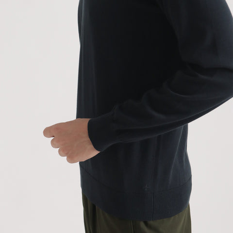 Long Sleeve Knit Polo-shirt Color: Navy