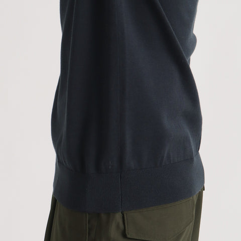 Long Sleeve Knit Polo-shirt Color: Navy