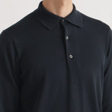 Long Sleeve Knit Polo-shirt Color: Navy