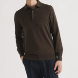 Long Sleeve Knit Polo-shirt Color: Oak