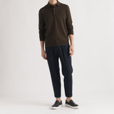 Long Sleeve Knit Polo-shirt Color: Oak