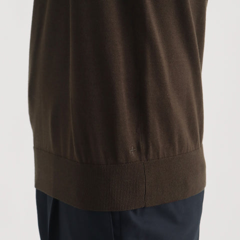 Long Sleeve Knit Polo-shirt Color: Oak