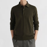 Long Sleeve Knit Polo-shirt Color: Olive