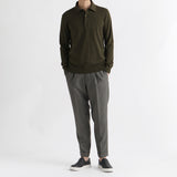 Long Sleeve Knit Polo-shirt Color: Olive