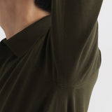 Long Sleeve Knit Polo-shirt Color: Olive