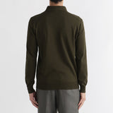 Long Sleeve Knit Polo-shirt Color: Olive