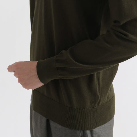 Long Sleeve Knit Polo-shirt Color: Olive