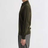 Long Sleeve Knit Polo-shirt Color: Olive