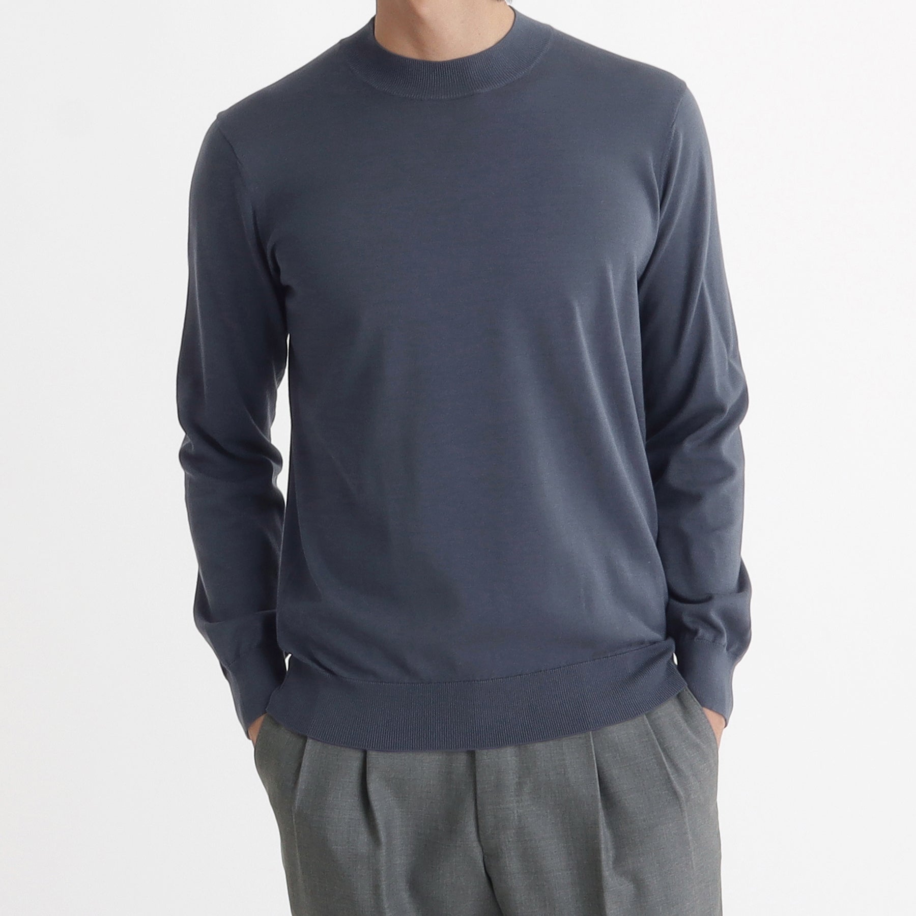Mock Neck Knit Color: Graphite Blue