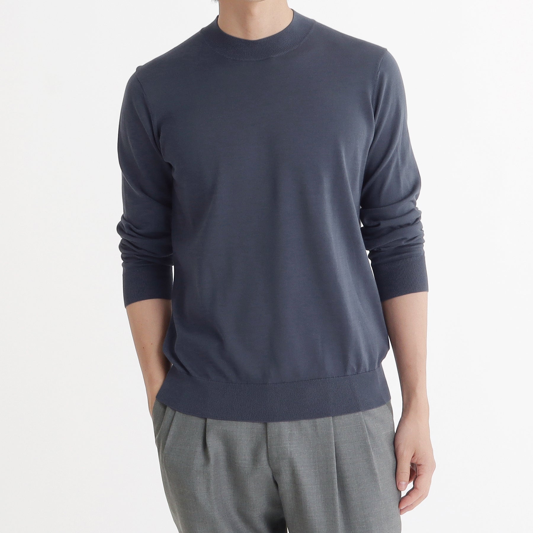Mock Neck Knit Color: Graphite Blue