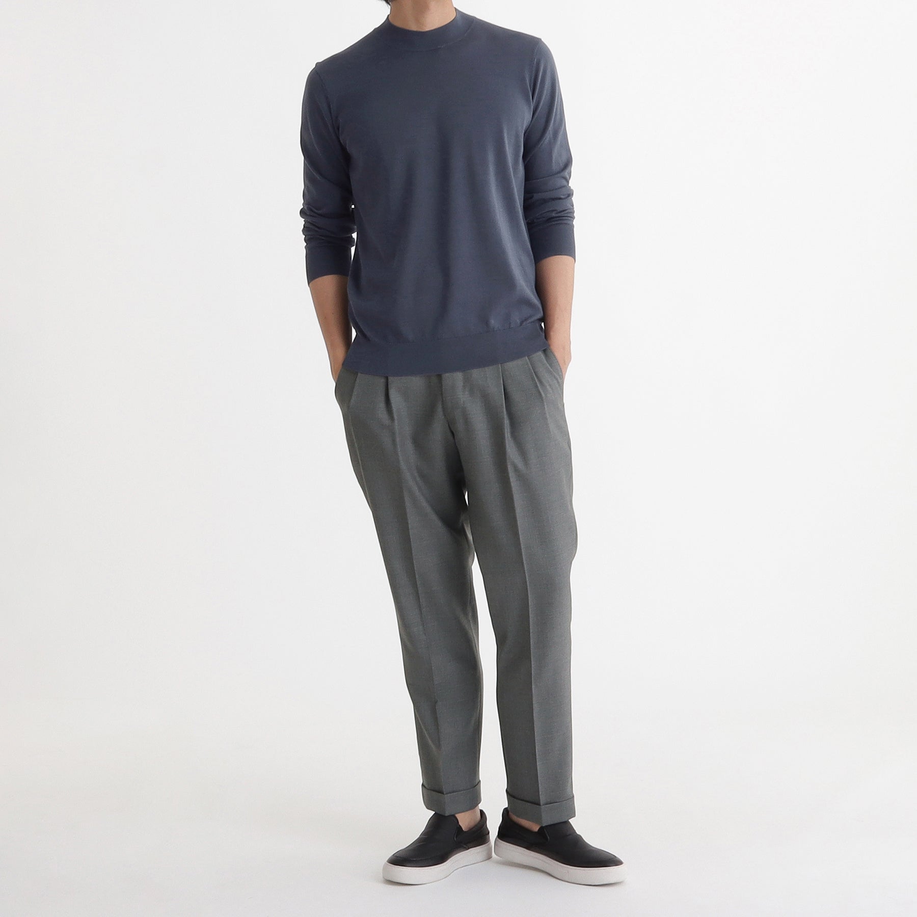 Mock Neck Knit Color: Graphite Blue