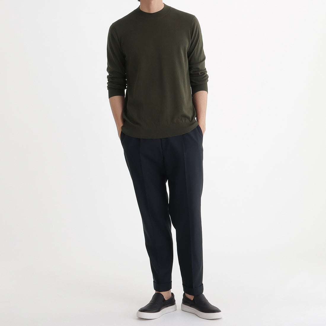 Mock Neck Knit Color: Olive