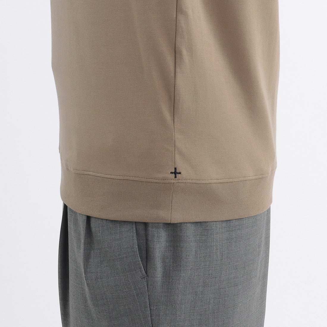 Tailored Ribbed Hem T-shirt Color: Mist