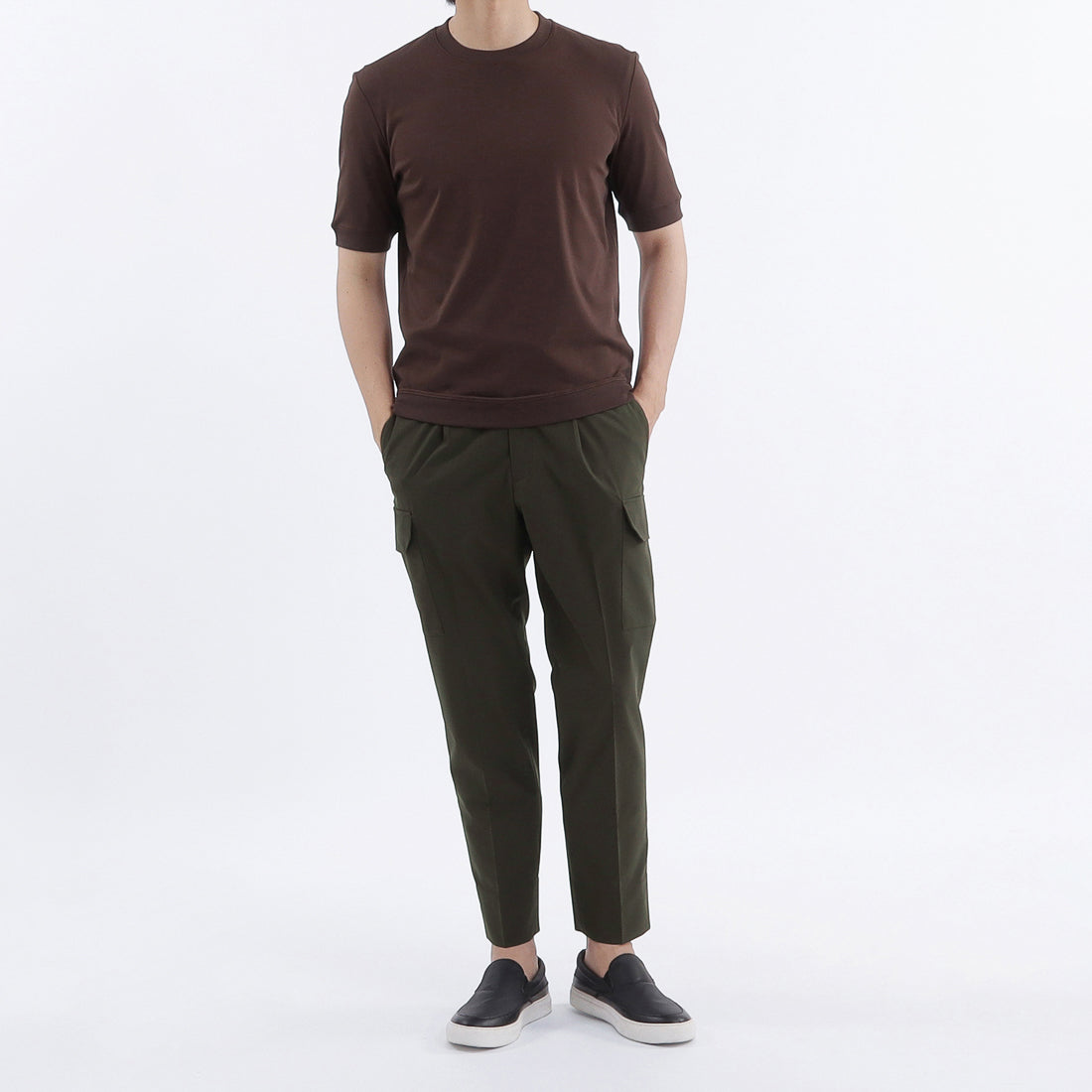 Tailored Ribbed Hem T-shirt Color: Oak