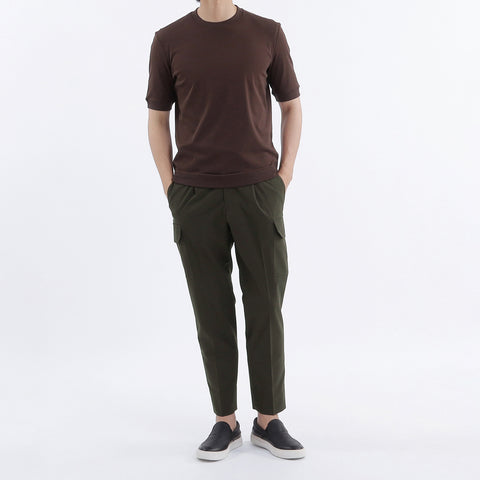 Tailored Ribbed Hem T-shirt Color: Oak
