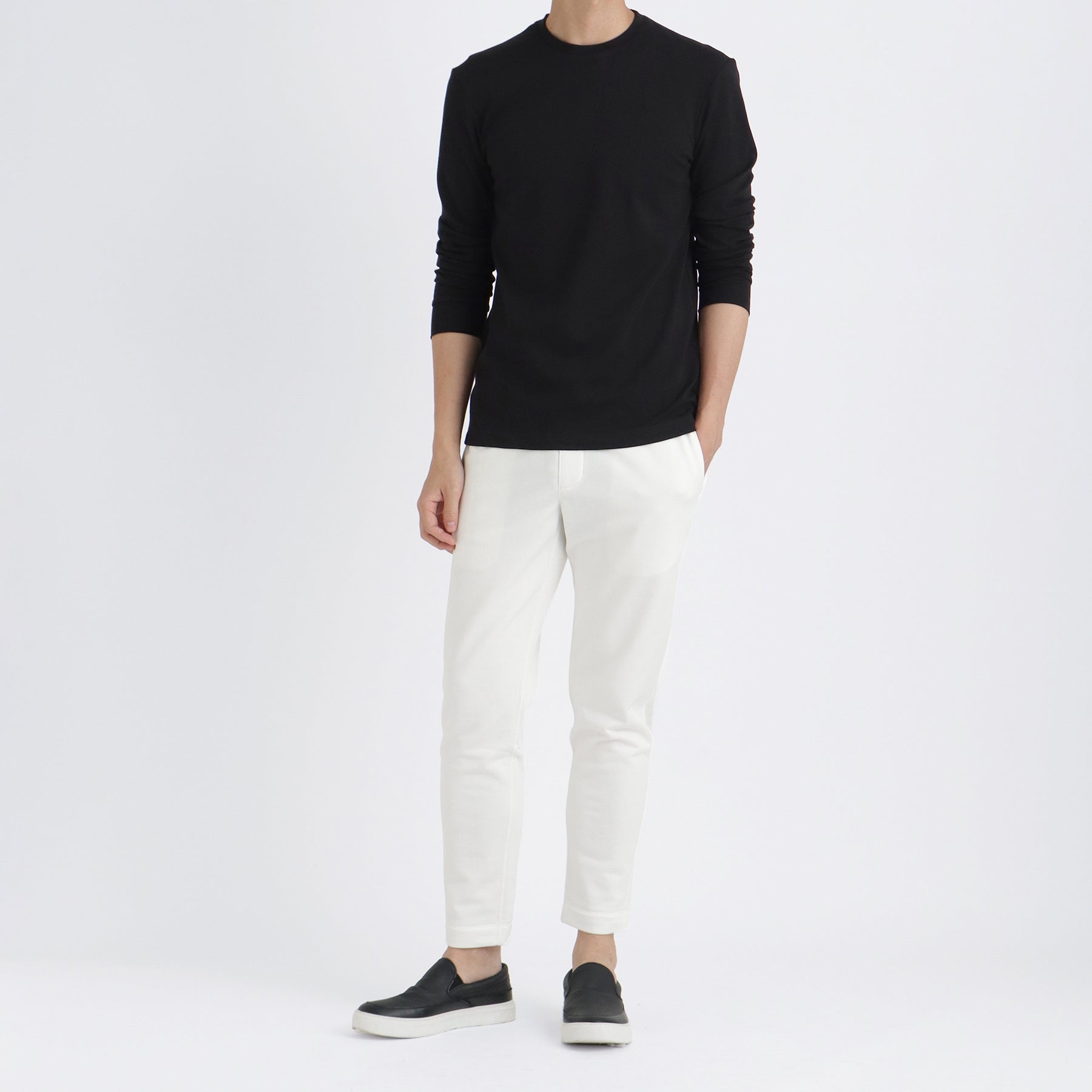 スビンプラチナムスムース テーラードロングスリーブTシャツ ブラック