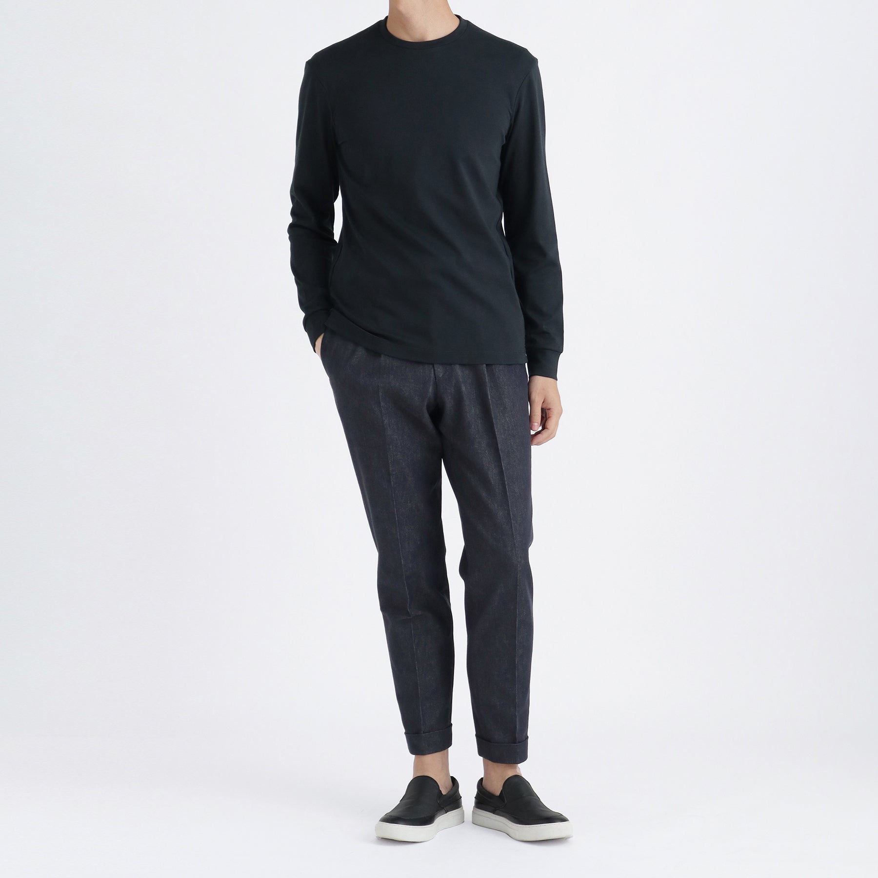 Tailored Long Sleeve T-shirt Color: Navy