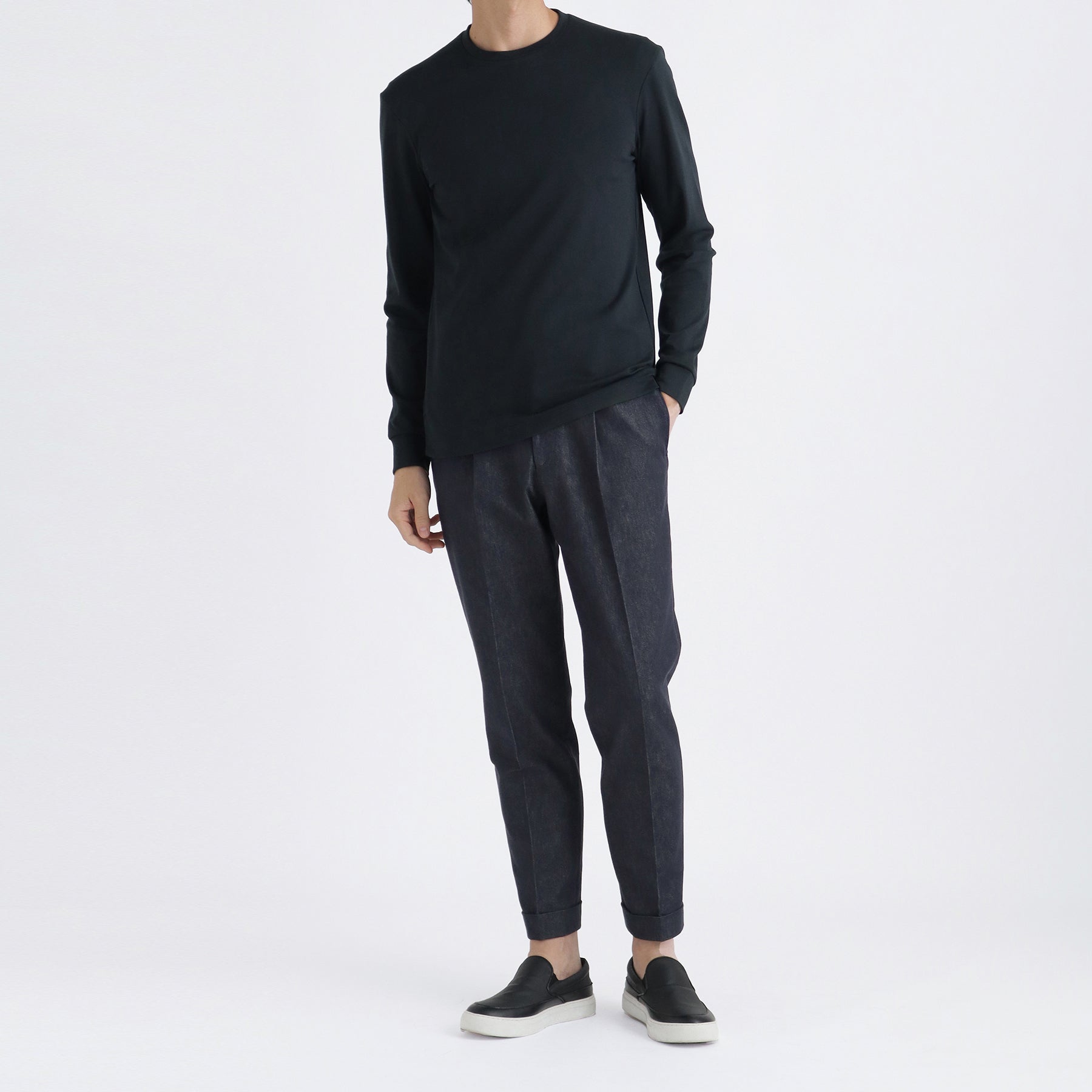 Tailored Long Sleeve T-shirt Color: Navy