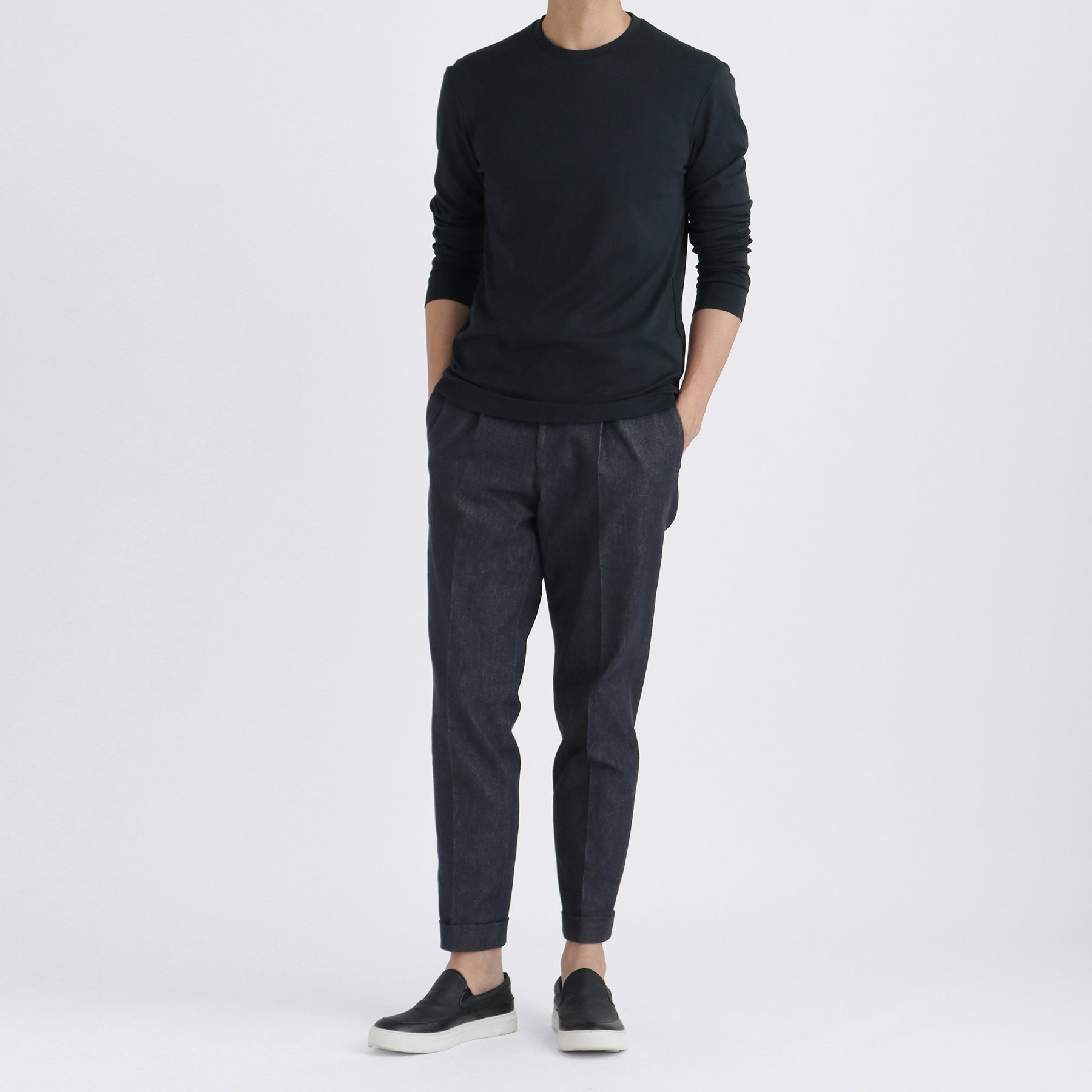 Tailored Long Sleeve T-shirt Color: Navy