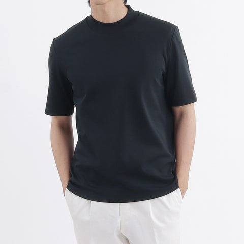 Tailored Mock Neck T-shirt Color: Navy