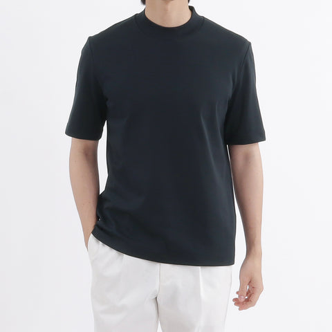 Tailored Mock Neck T-shirt Color: Navy