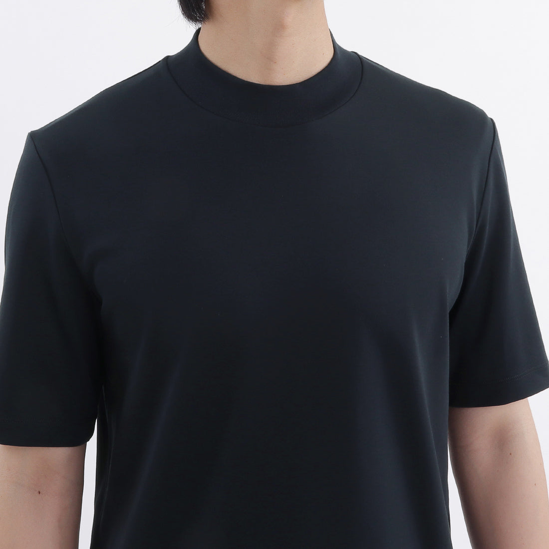スビンプラチナムスムース テーラードモックネックTシャツ ネイビー