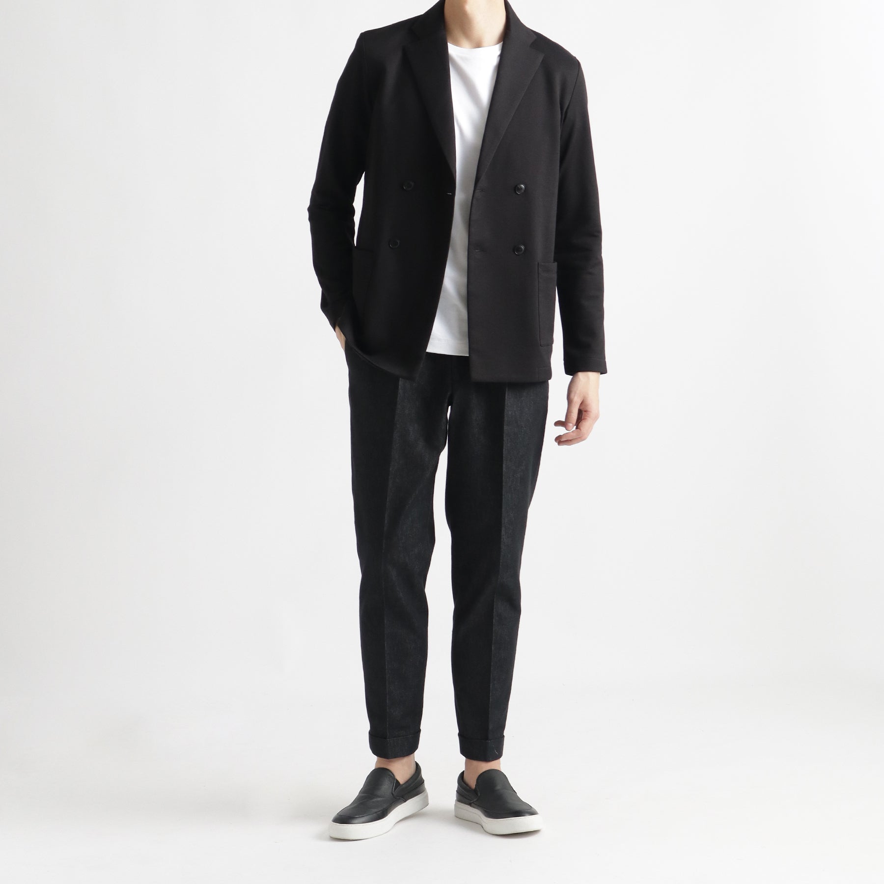 スムーステリー カーディガンダブルジャケットブラック | ＋CLOTHET ONLINE