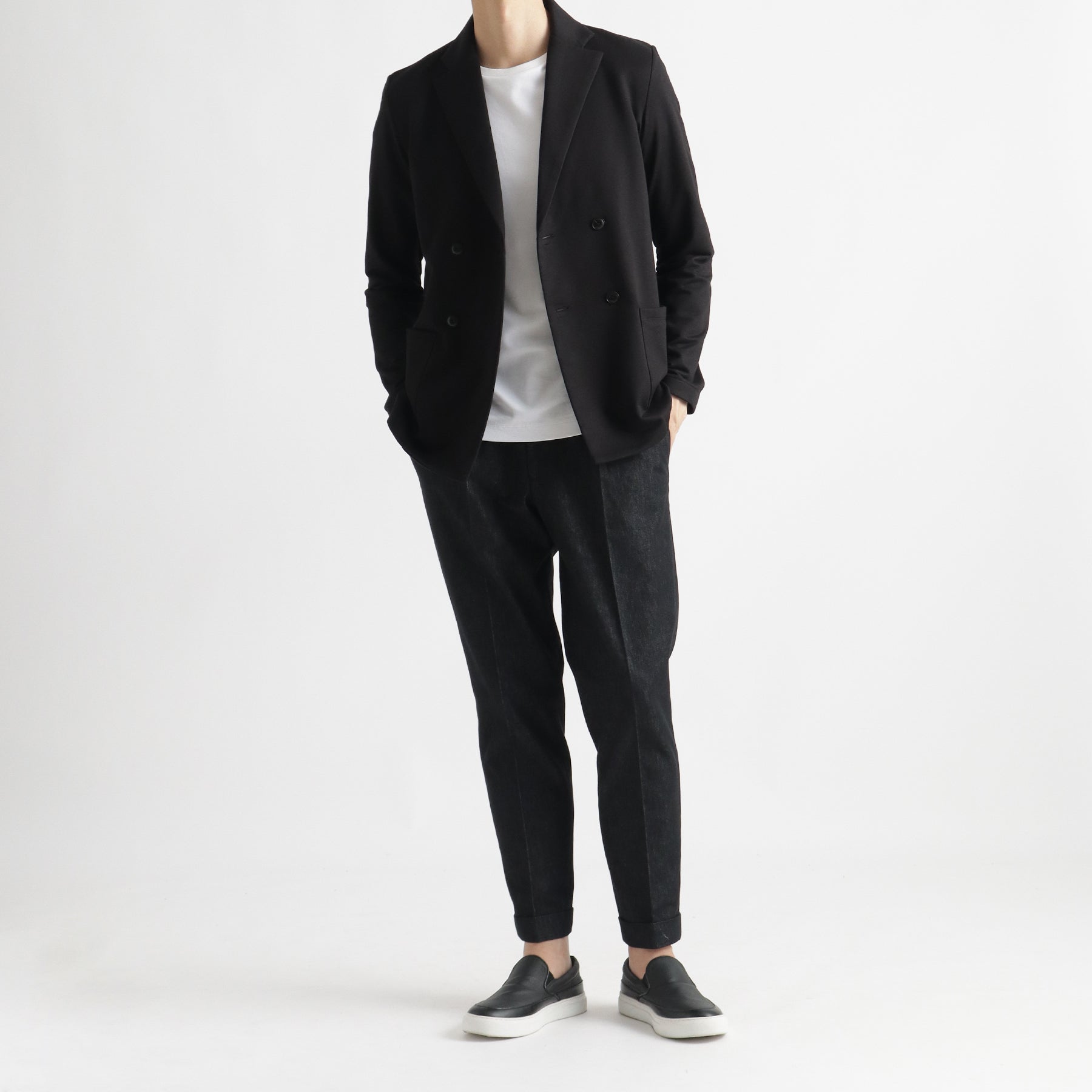 スムーステリー カーディガンダブルジャケットブラック | ＋CLOTHET ONLINE