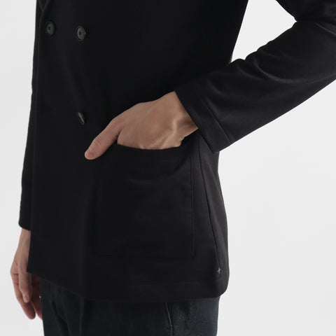 Smooth Terry Cardigan Double Jacket Color: Black