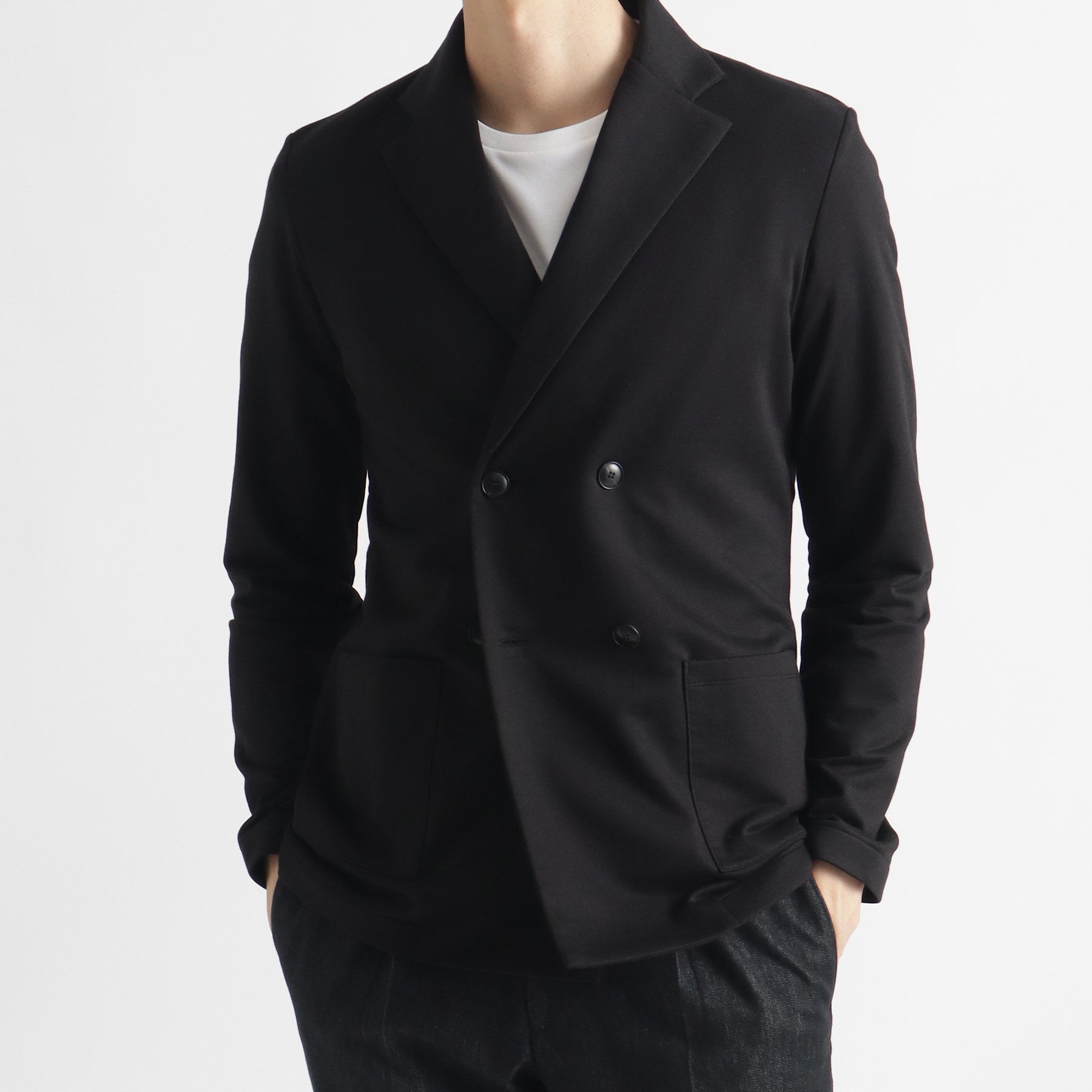 スムーステリー カーディガンダブルジャケットブラック | ＋CLOTHET ONLINE