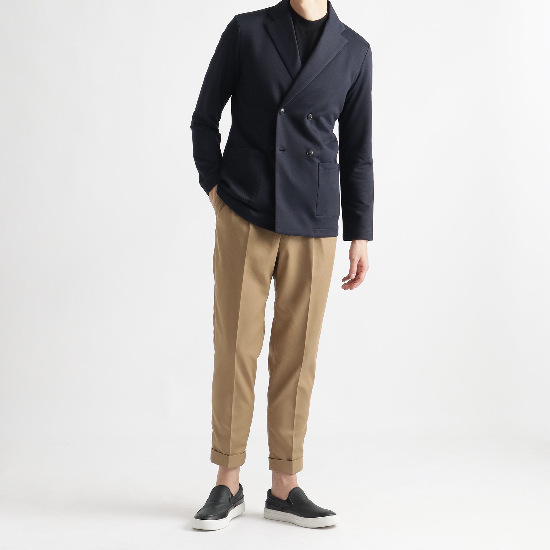 スムーステリー カーディガンダブルジャケット ネイビー | ＋CLOTHET
