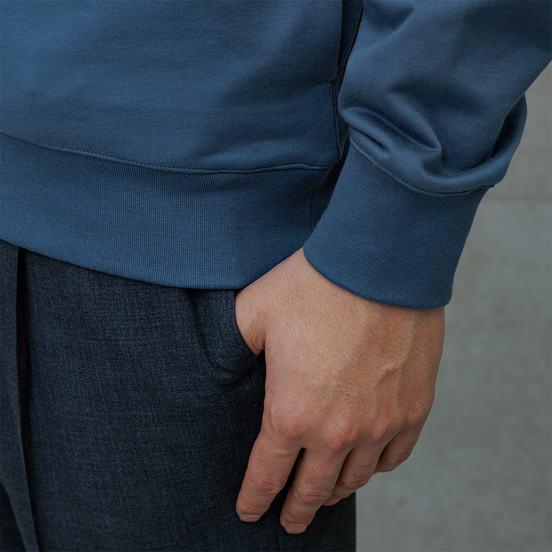 Smooth Terry Hoodie Color: Graphite Blue