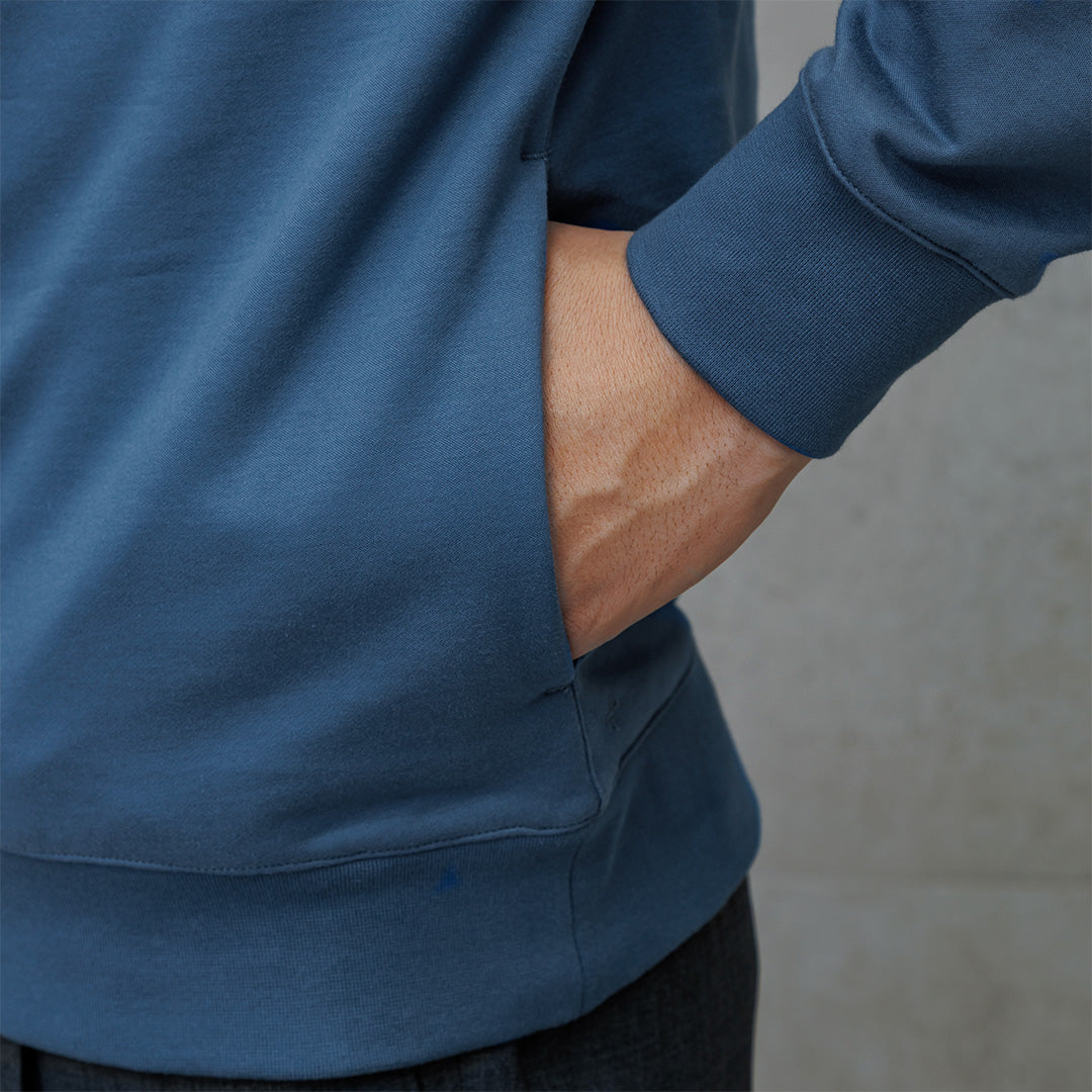 Smooth Terry Hoodie Color: Graphite Blue