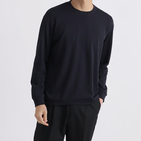 【THE LIMITED EDITION】Terry Fleece Middle Sweatshirt Color: Navy