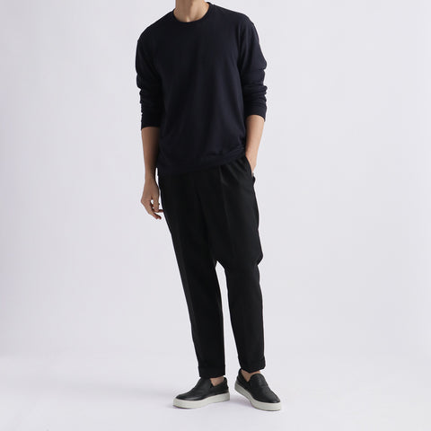 【THE LIMITED EDITION】Terry Fleece Middle Sweatshirt Color: Navy