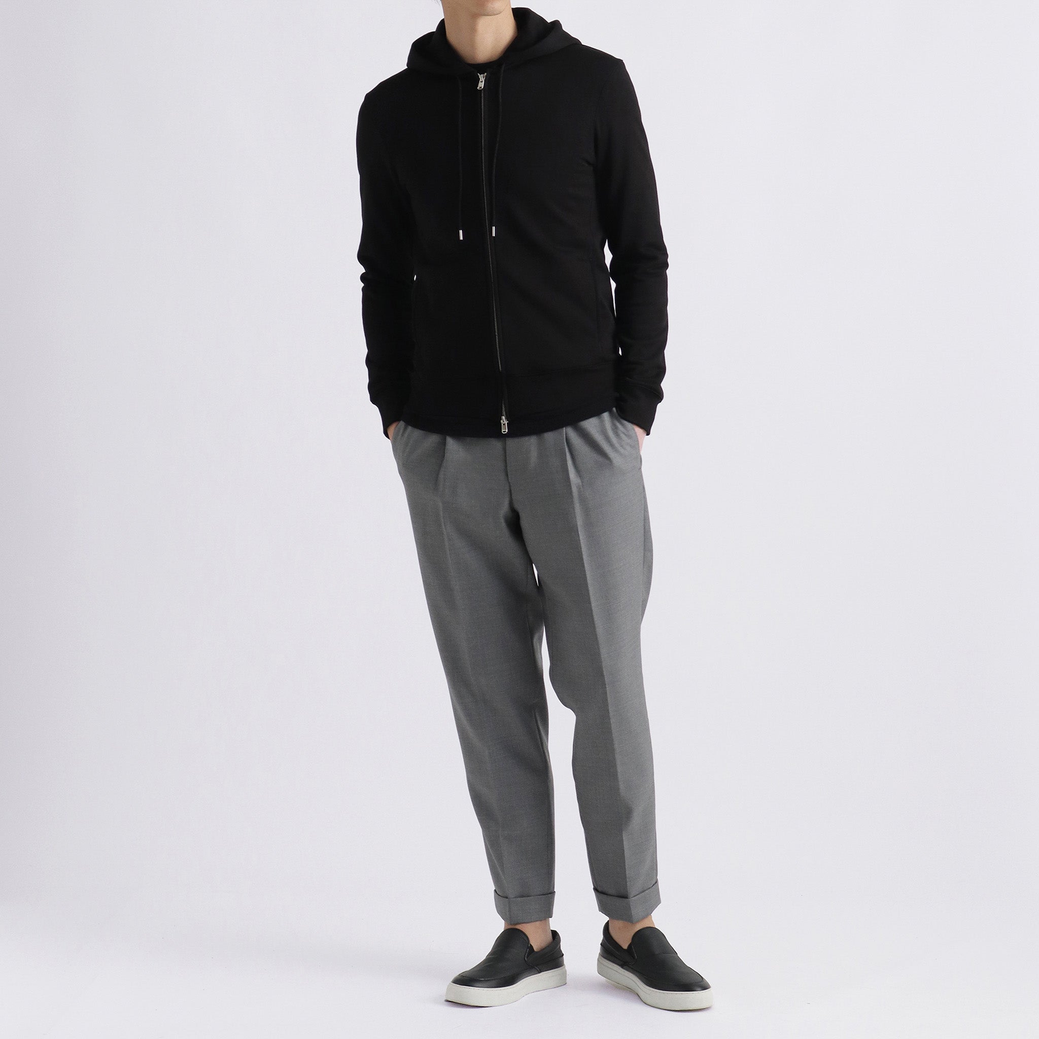 スビンプラチナム 裏毛ジップアップフーディー ブラック | ＋CLOTHET