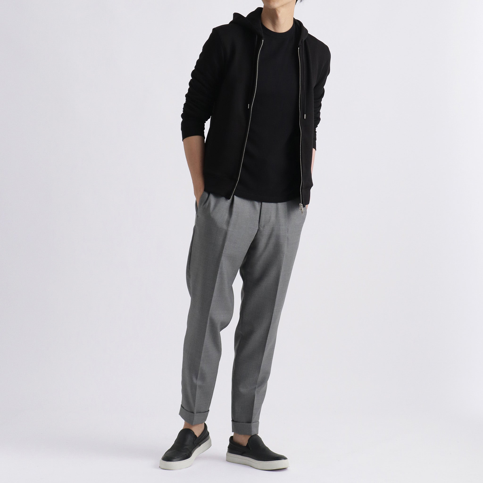 スビンプラチナム 裏毛ジップアップフーディー ブラック | ＋CLOTHET