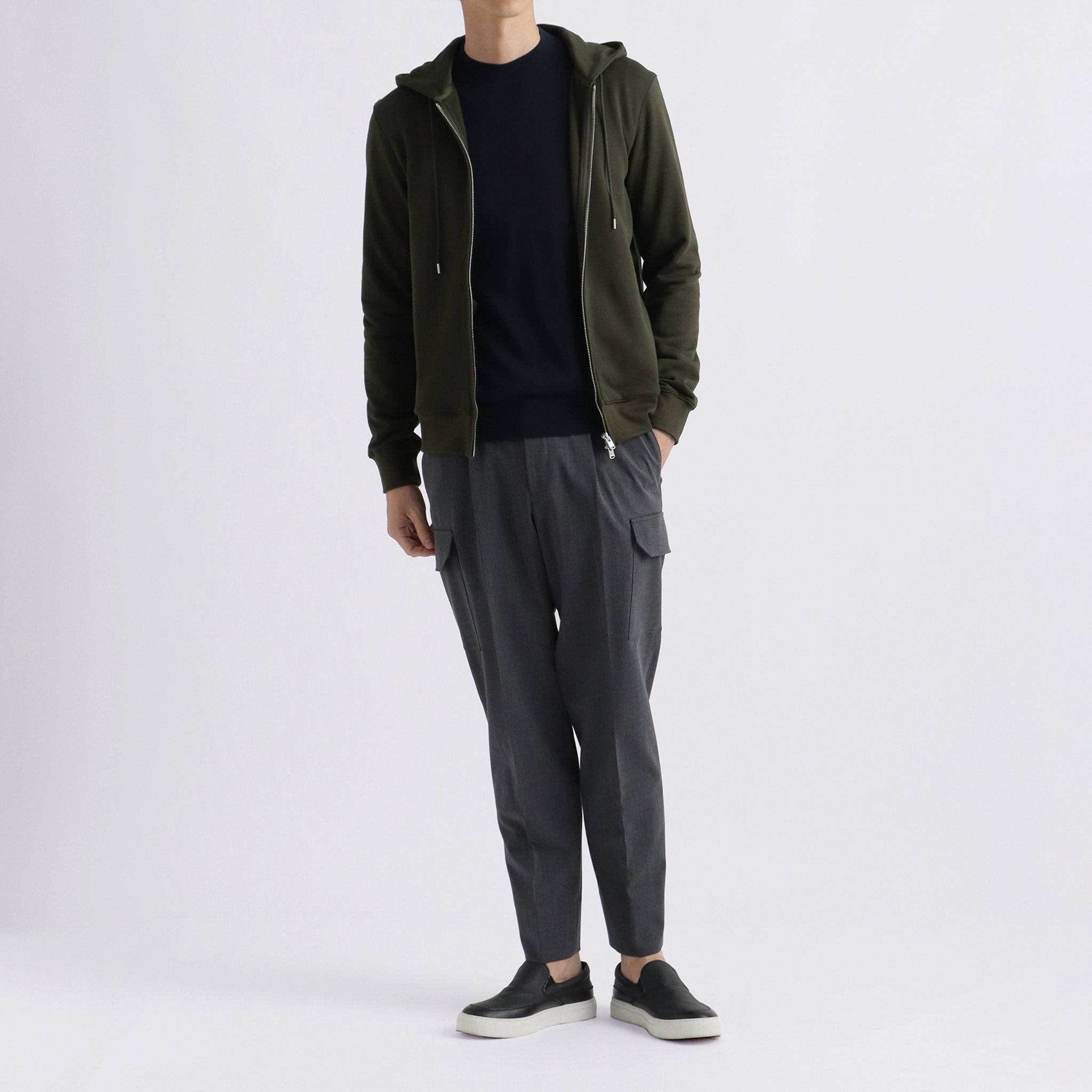 Urake Zip Up Hoodie Color: Olive