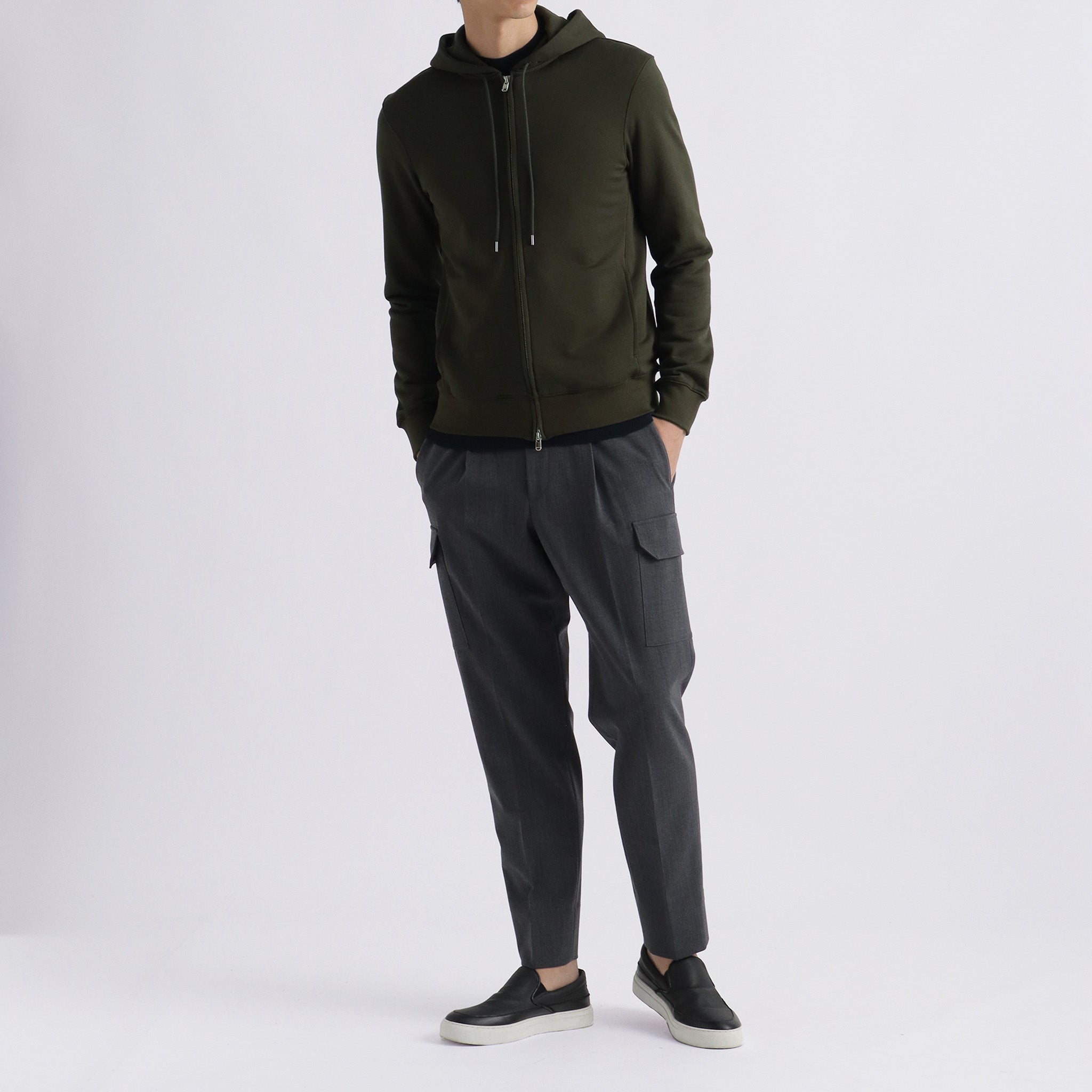 スビンプラチナム 裏毛ジップアップフーディー オリーブ | ＋CLOTHET