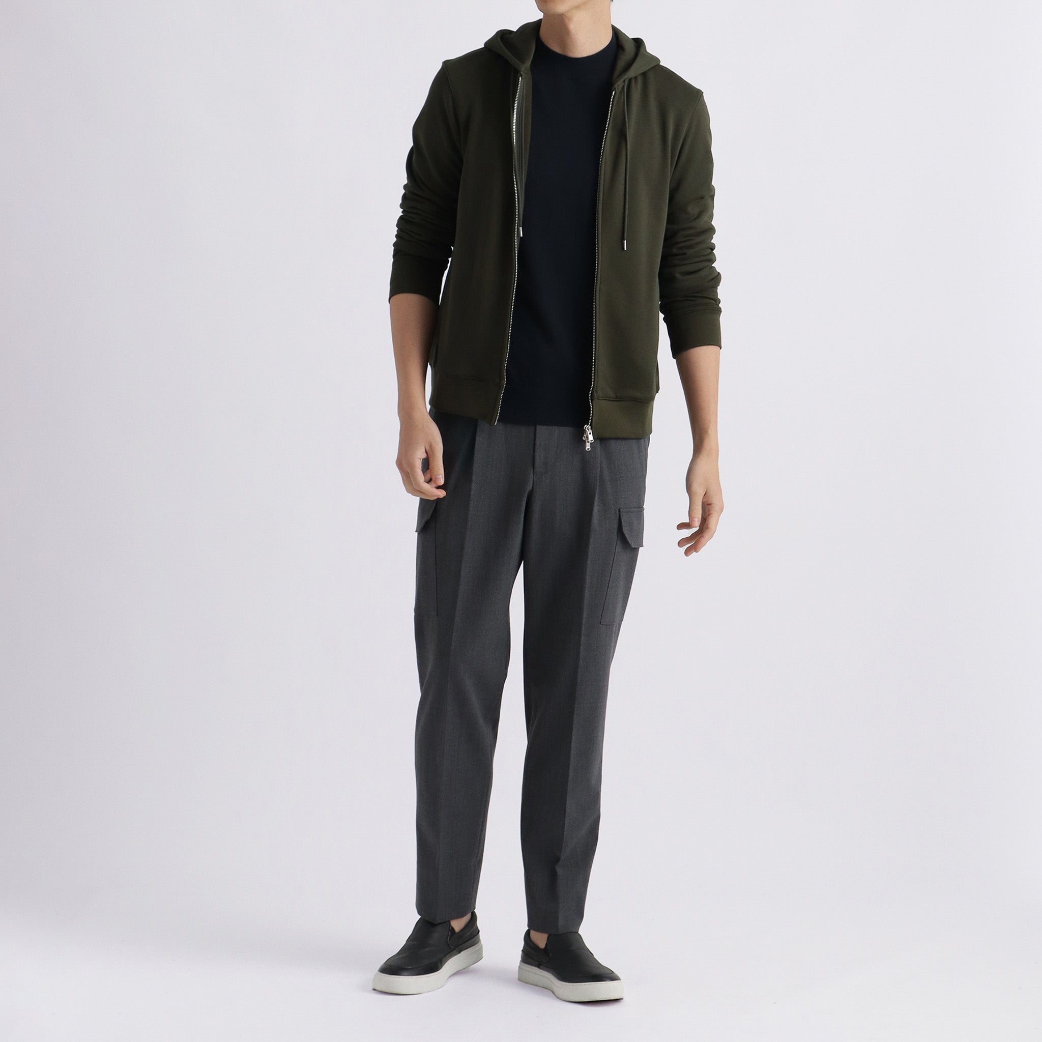 Urake Zip Up Hoodie Color: Olive