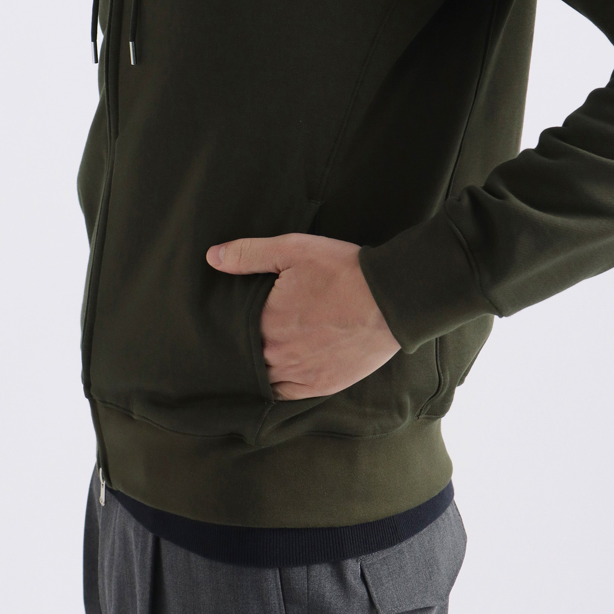 スビンプラチナム 裏毛ジップアップフーディー オリーブ | ＋CLOTHET