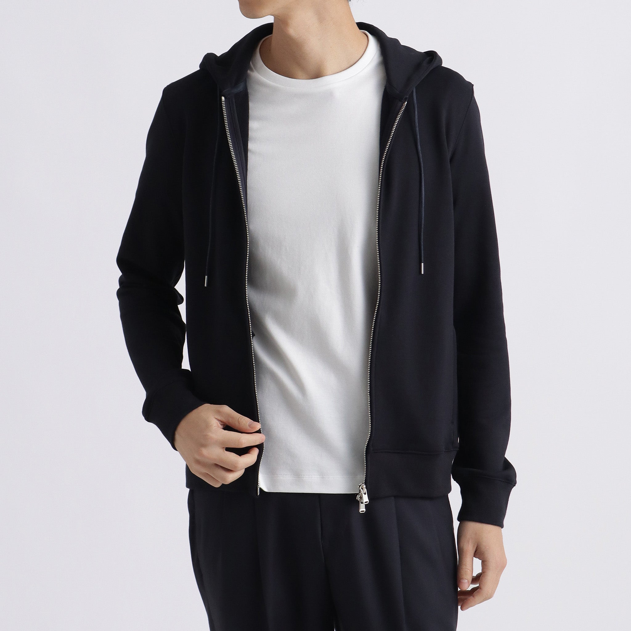 スビンプラチナム 裏毛ジップアップフーディー ネイビー | ＋CLOTHET