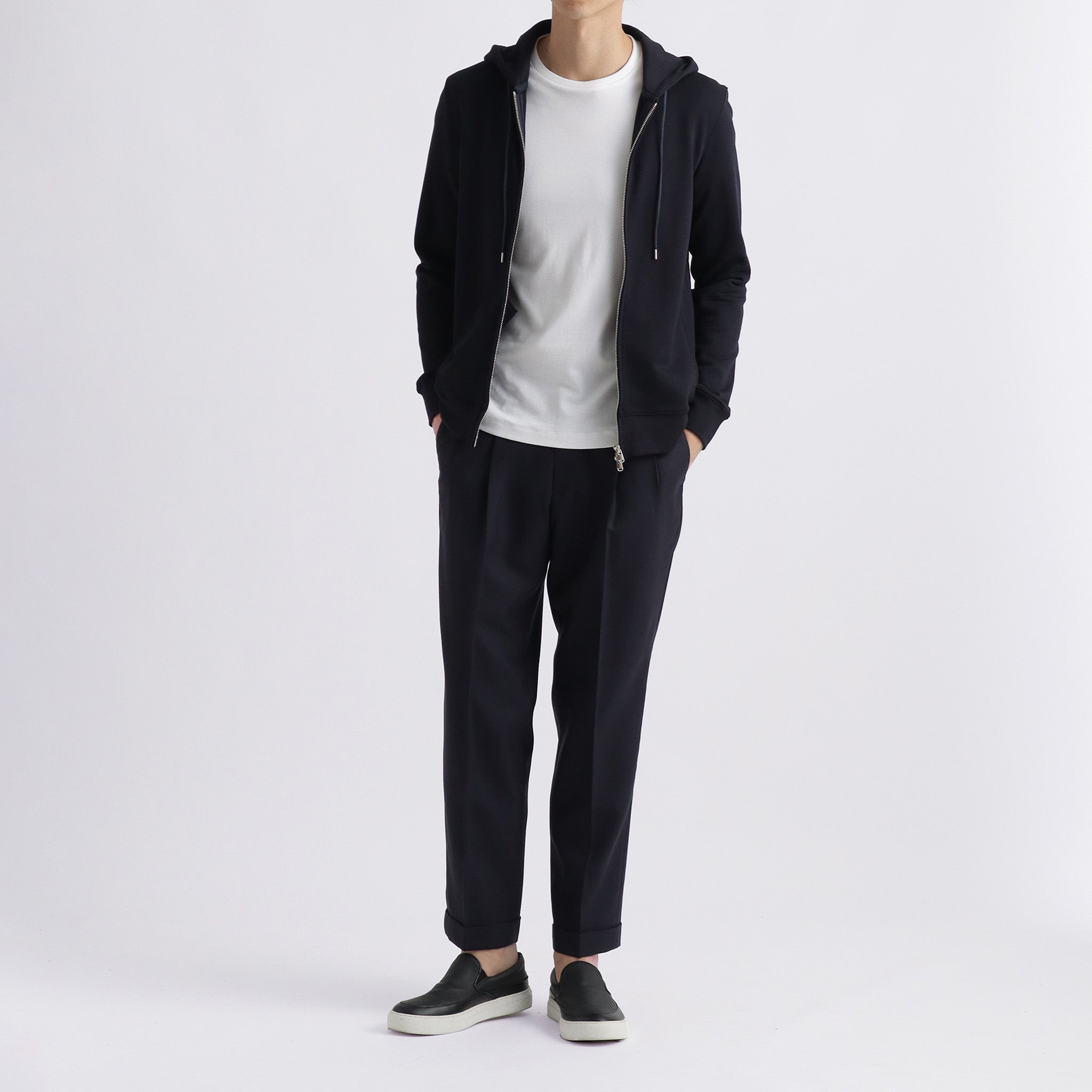 スビンプラチナム 裏毛ジップアップフーディー ネイビー | ＋CLOTHET