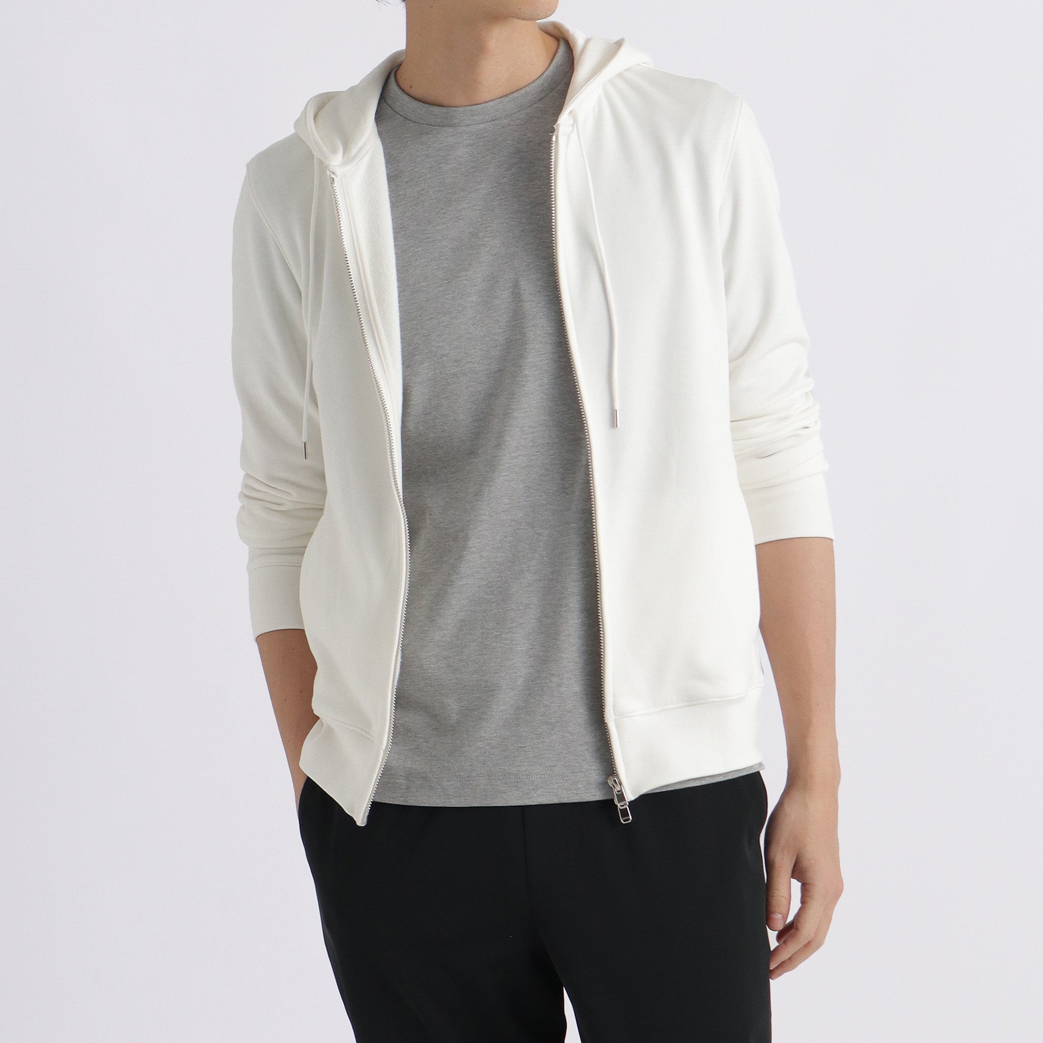 スビンプラチナム 裏毛ジップアップフーディー オフホワイト