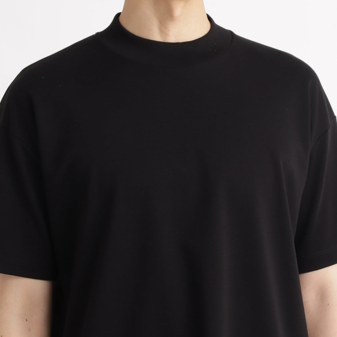 スビンプラチナムスムース モックネックビッグTシャツ ブラック