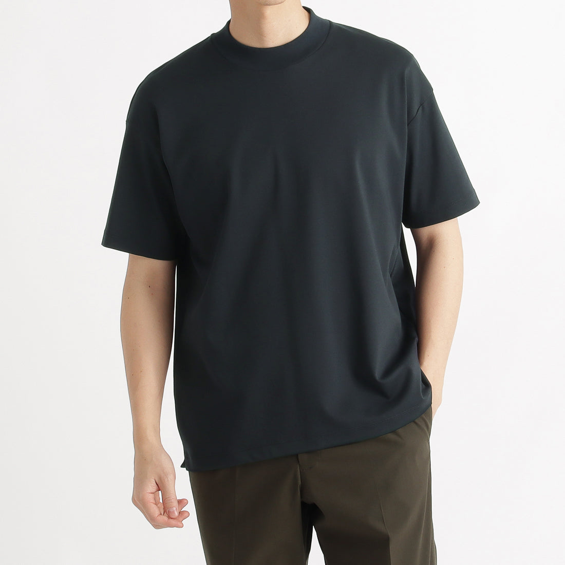 Mock Neck Big T-shirt Color: Navy