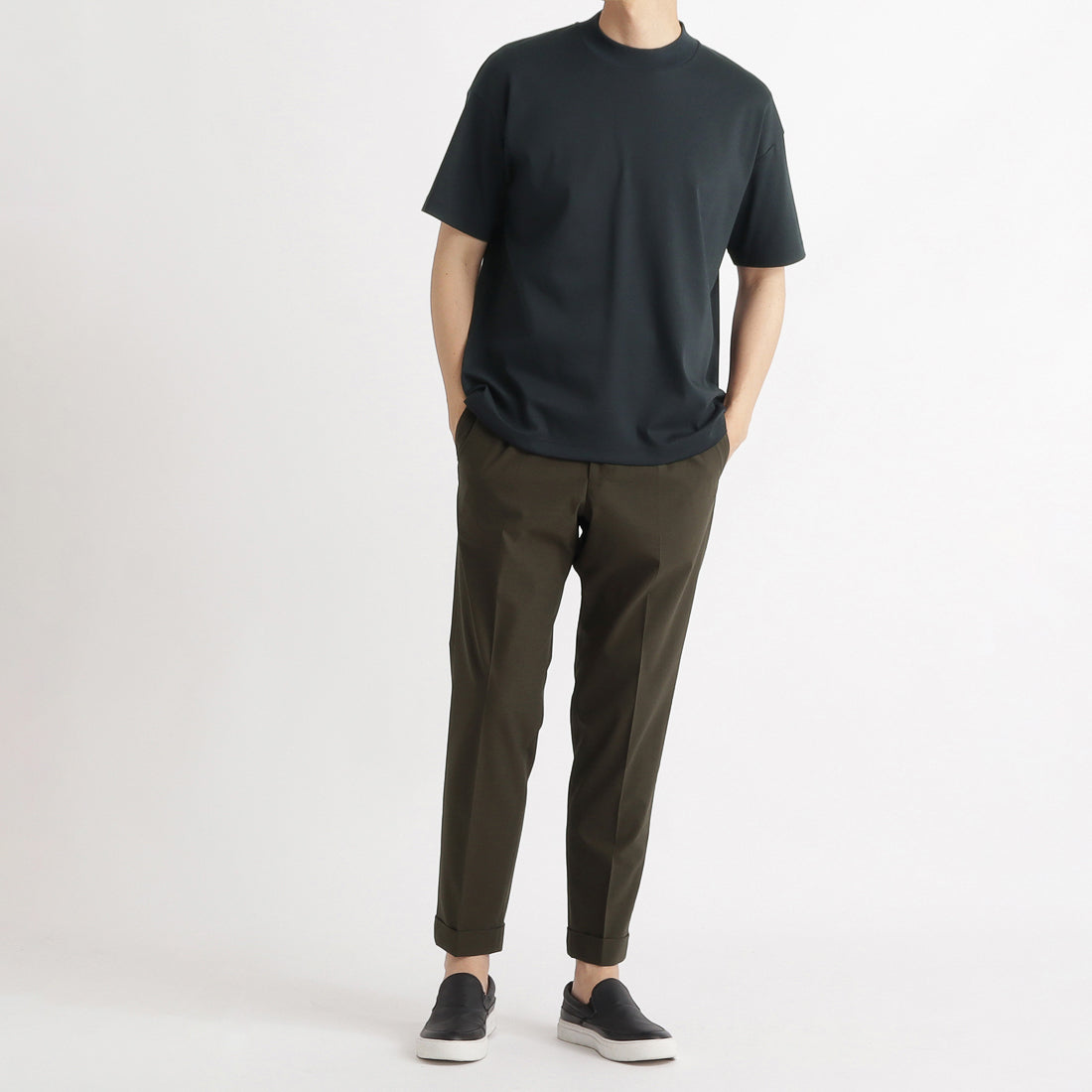 Mock Neck Big T-shirt Color: Navy