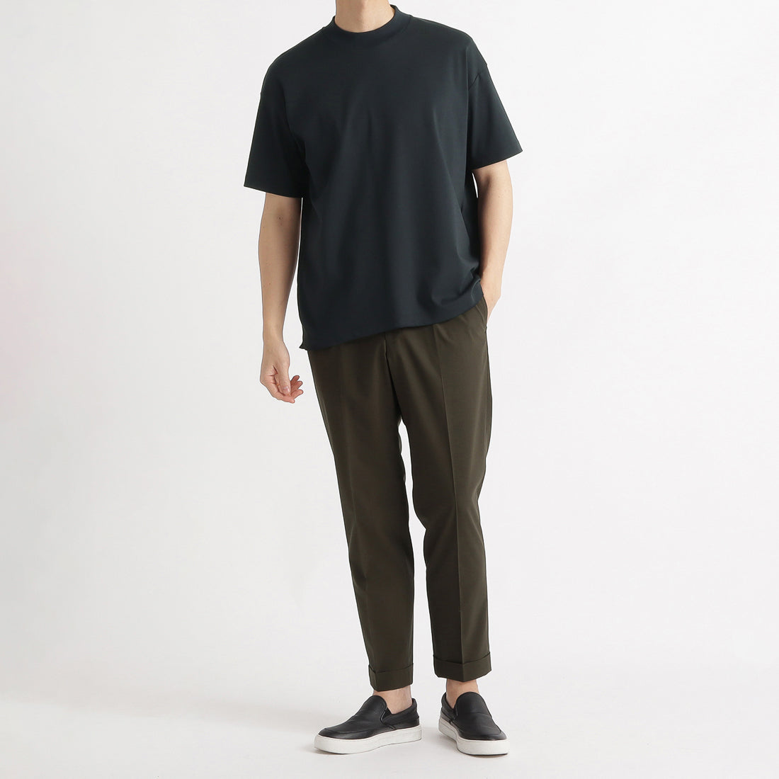 Mock Neck Big T-shirt Color: Navy