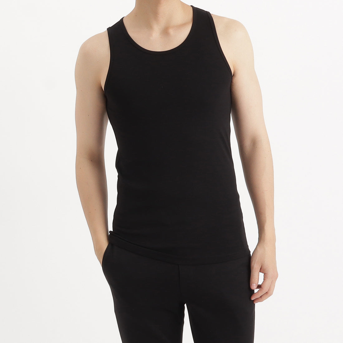 SUVIN PLATINUM High Gauge Fraise Comfort Tank Top Color: Black