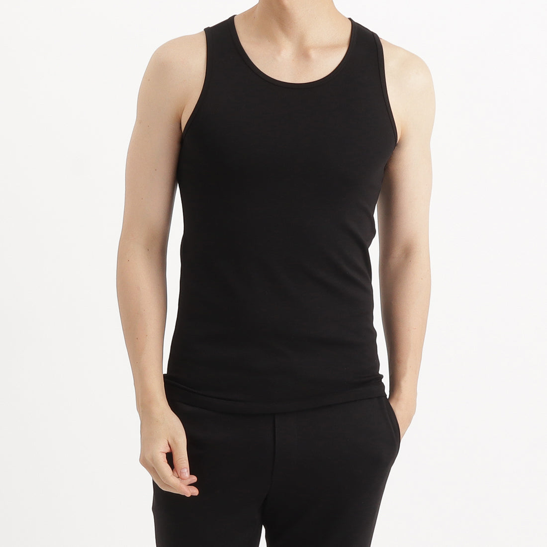 SUVIN PLATINUM High Gauge Fraise Comfort Tank Top Color: Black